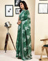 Vasthrlay Womens Printed Unstitched Dark Green Saree