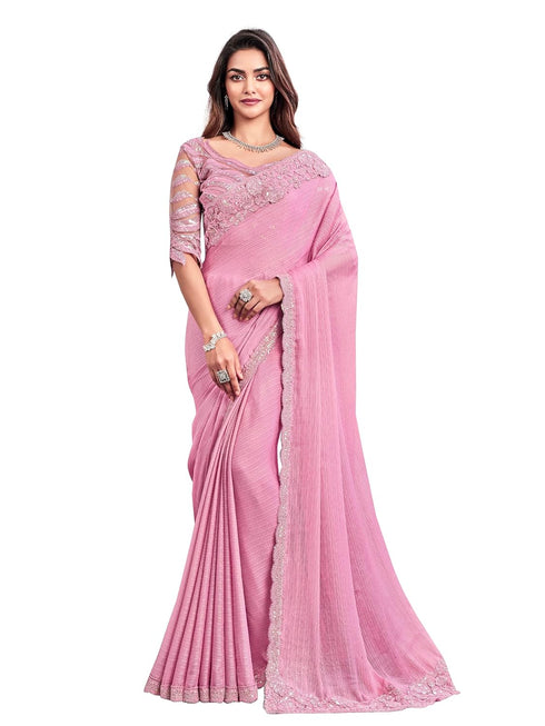 Vasthrlay Chiffon Embroidery Unstitched Purple Ethnic Wear