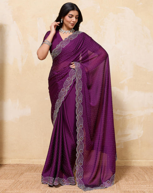 Vasthrlay Maroon Unstitched Saree