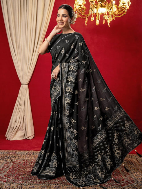 Vasthrlay Vichitra Printed Unstitched Maroon Saree