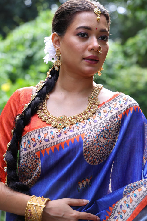 Vasthrlay Beautiful Kalamkari Contrast