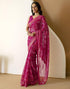 Vasthrlay Georgette Bandhani Pink Saree With Unstitched Blouse Piece