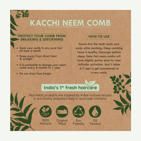 Nat Habit Wide Tooth Kacchi Neem Comb