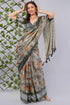Vasthrlay Womens Silver Grey Polyester Floral Ready To Wear Saree