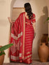 Vasthrlay Bandhani Printed Red Saree With Unstitched Blouse Piece