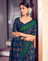 Vasthrlay Womens Printed White And Black Saree With Unstitched Blouse Piece