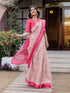 Vasthrlay Womens Printed Unstitched White Saree