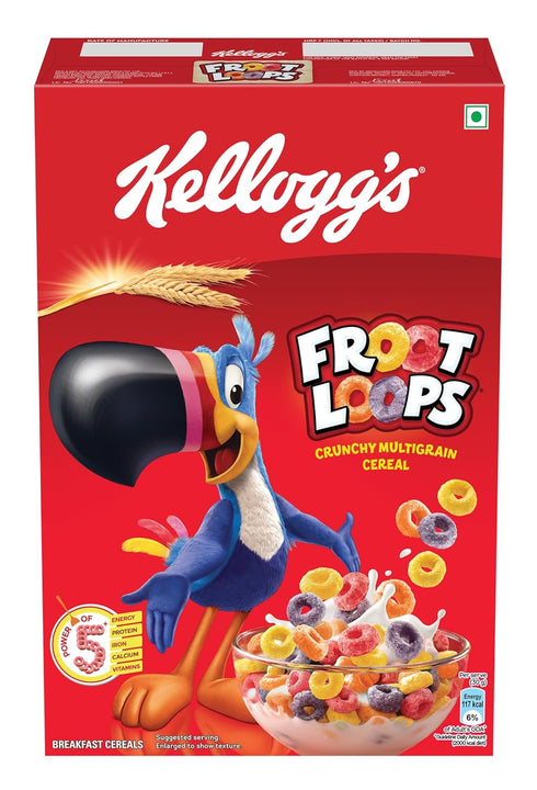 Kellogg's Froot Loops 285g Mixed Fruit Flavour Crunchy Multigrain Breakfast Cereal