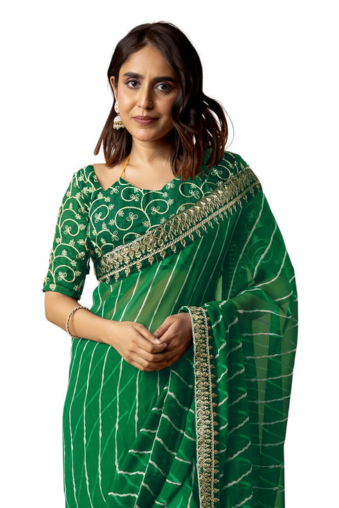 Vasthrlay Fashion Georgette Leheriya Printed Ethnic Wear