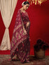 Vasthrlay Vichitra Printed Unstitched Maroon Saree