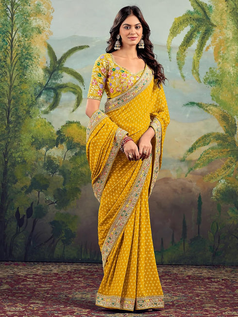 Vasthrlay Georgette Embroidery Rani Saree