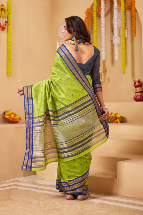 Vasthrlay Orange Jacquard Unstitched Saree