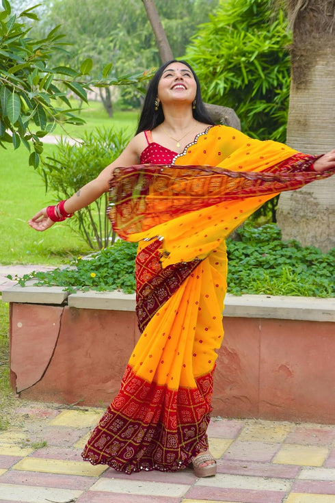 Vasthrlay Fashion Georgette Leheriya Printed Ethnic Wear