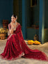Vasthrlay Scalloped Embroidery Unstitched Rani Pink Saree