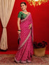 Vasthrlay Printed Bandhani Unstitched Dark Green Saree