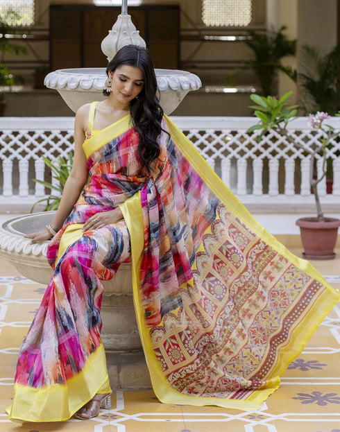 Vasthrlay Womens Striped Unstitched Dusty Pink Saree