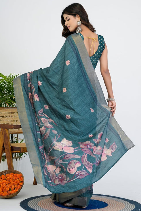 Vasthrlay Fashion Paisley Printed Grey Ethnic Wear