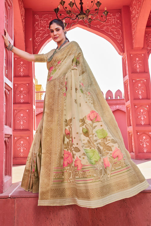 Vasthrlay Organza Designer Unstitched Saree