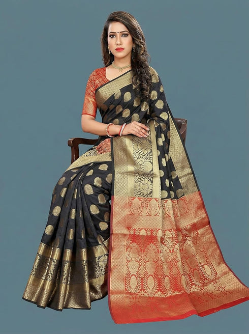 Vasthrlay Rich Red Black Ethnic Wear