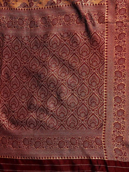 Vasthrlay Banarasi Weaving Yellow Saree
