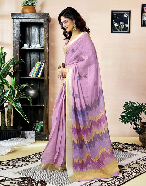 Vasthrlay Womens Printed Unstitched Dark Green Saree