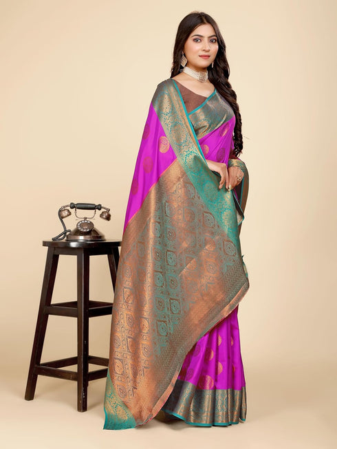 Vasthrlay Banarasi Mehendi Ethnic Wear