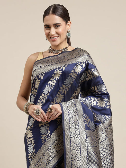 Vasthrlay Silver Banarasi Saree