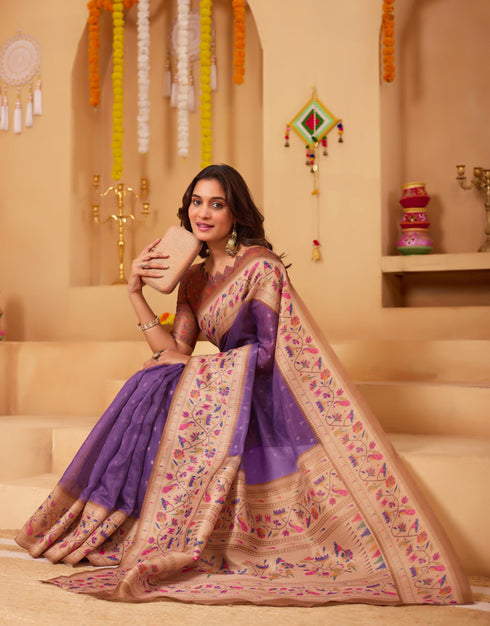 Vasthrlay Pink Unstitched Saree