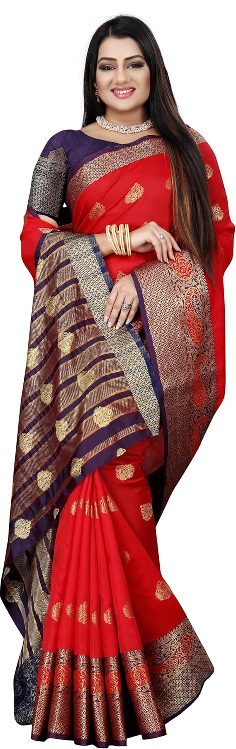 Vasthrlay Banarasi Purple Pink Ethnic Wear