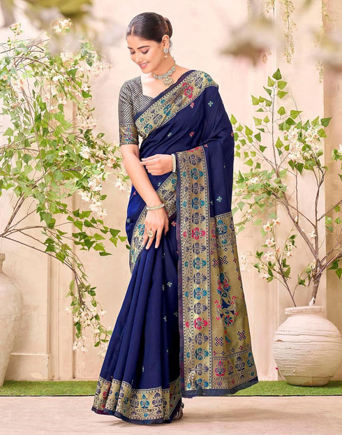 Vasthrlay Weaving Paithani Unstitched Pink Saree
