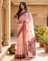 Vasthrlay Womens Printed Unstitched Peach Saree