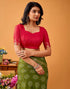 Vasthrlay Weaving Printed Unstitched Maroon Saree