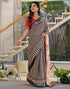 Vasthrlay Womens Printed Black Saree With Unstitched Blouse Piece