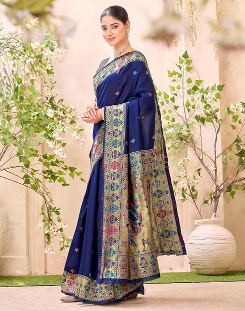 Vasthrlay Weaving Paithani Unstitched Pink Saree