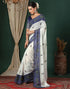 Vasthrlay Georgette Bandhani Unstitched White Saree