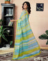Vasthrlay Printed Chanderi Teal Green And Blue Saree With Unstitched Blouse Piece