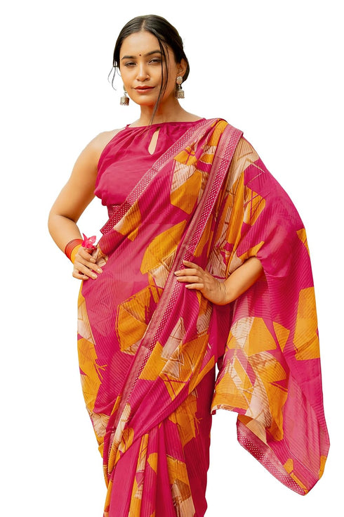 Vasthrlay Fashion Georgette Geometric Green Ethnic Wear