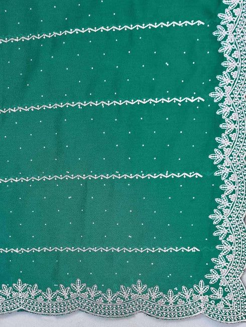 Vasthrlay Georgette Embroidery Wine Saree