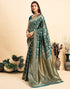 Vasthrlay Womens Banarasi Unstitched Olive Green Saree