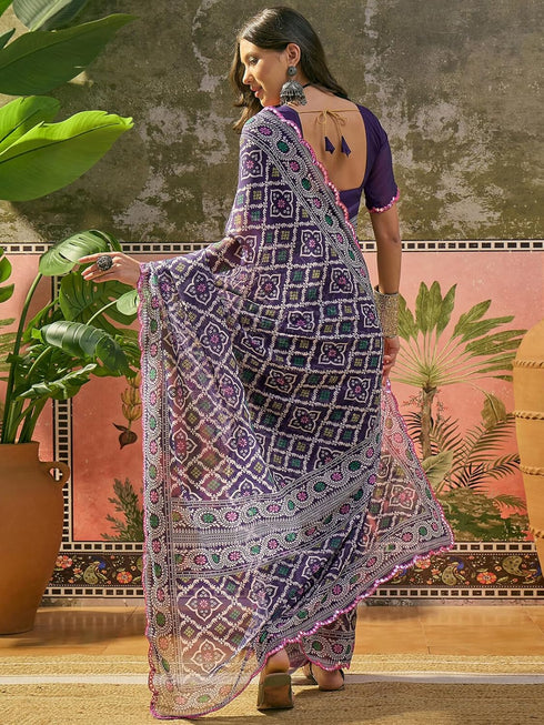 Vasthrlay Georgette Printed Blue Saree