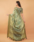 Vasthrlay Slate Lavender Geometric Print Polyester Saree With Dull Gold Zari Border And Unstitched Blouse Piece