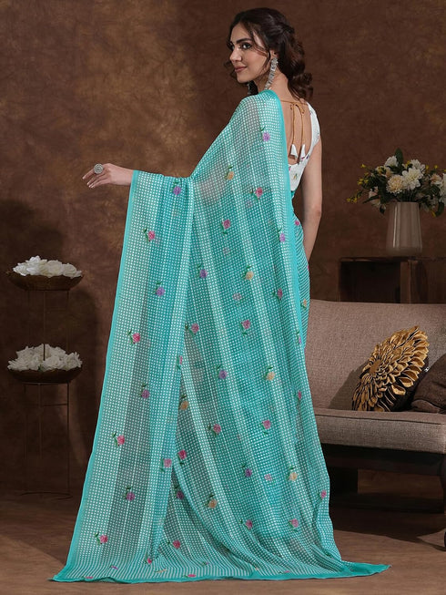 Vasthrlay Shimmer Georgette Unstitched Black Saree