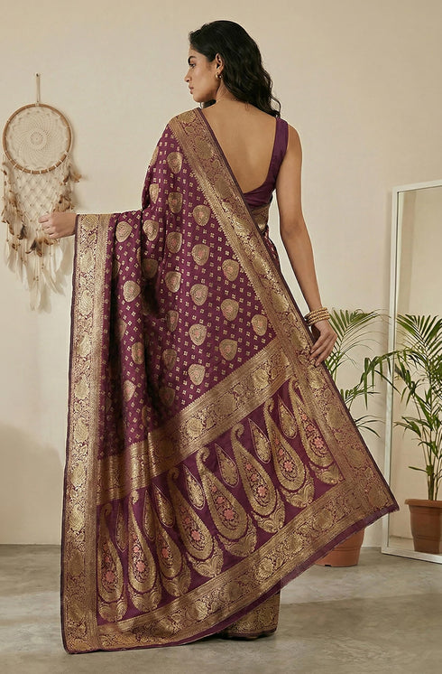 Vasthrlay Purple Jacquard Saree