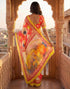 Vasthrlay Womens Printed Pink | Multi Saree With Unstitched Blouse Piece