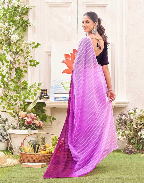 Vasthrlay Womens Chiffon Light Pink Saree With Black Unstitched Blouse Piece