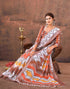 Vasthrlay Special Printed Brown Saree With Unstitched Blouse Piece