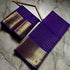 Vasthrlay Royal Purple Banarasi Silk Saree with Gold Zari Checked Weave| Rich Woven Border
