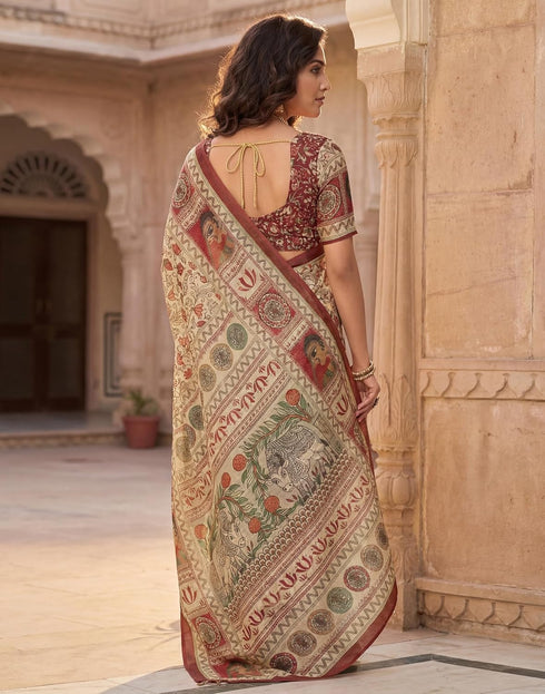 Vasthrlay Womens Printed Unstitched Purple Saree