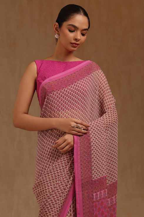Vasthrlay Magenta Georgette Floral
