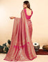 Vasthrlay Kanjivaram Banarasi Wedding Pink Saree With Unstitched Blouse Piece